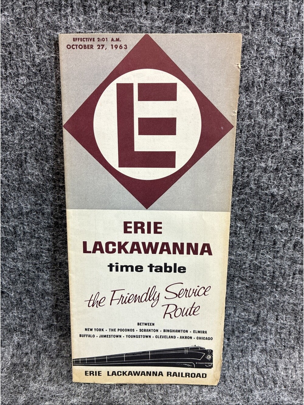 1963 Erie Lackawana Railraod Passenger Timetable New York Chicago Vintage